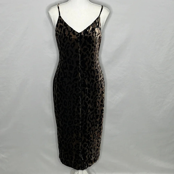 Judy Zhang Spaghetti Strap Body Contour Silk Blend Leopard Print Dress - Size 2 - Picture 1 of 6